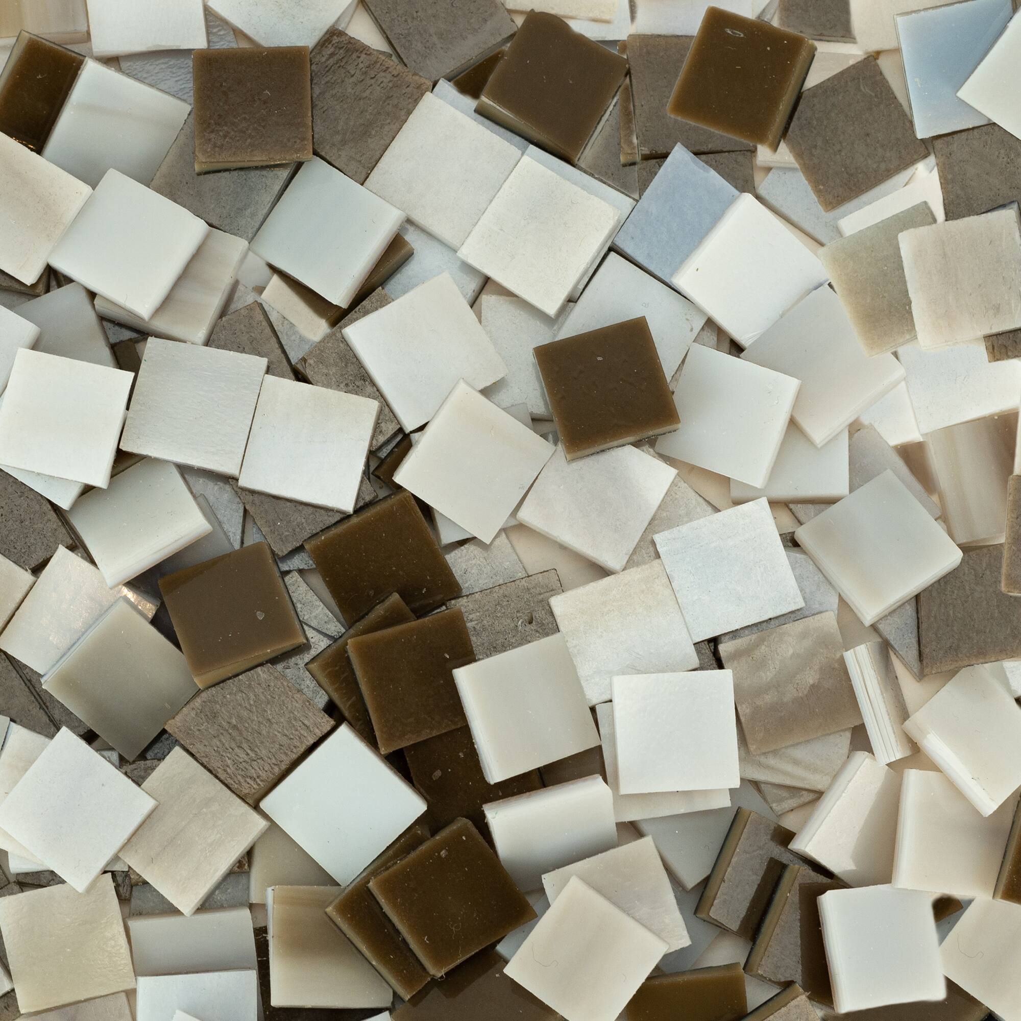 Small Neutral Mosaic Stained Glass Squares, 8oz.